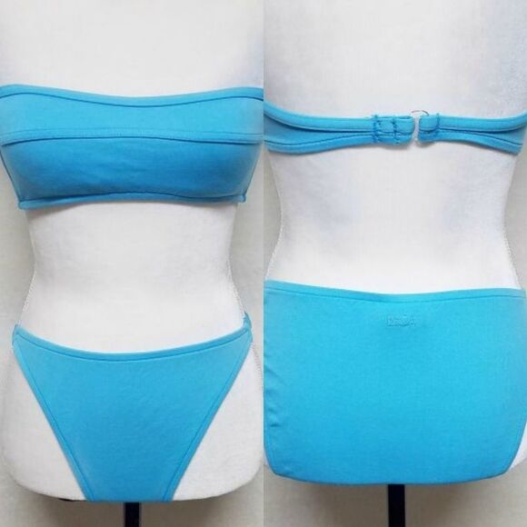 VINTAGE 80s Becca Blue Strapless High Rise Bikini - Picture 1 of 16